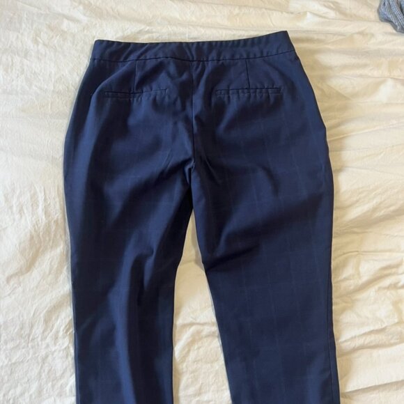 Navy Blue Cropped Straight Leg Trousers - Picture 2 of 3